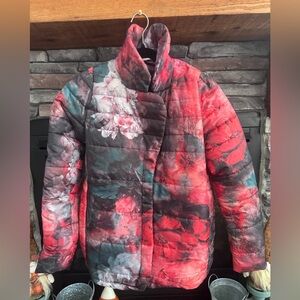 NWOT Soft Surroundings Red Floral Puffer Jacket Size Small